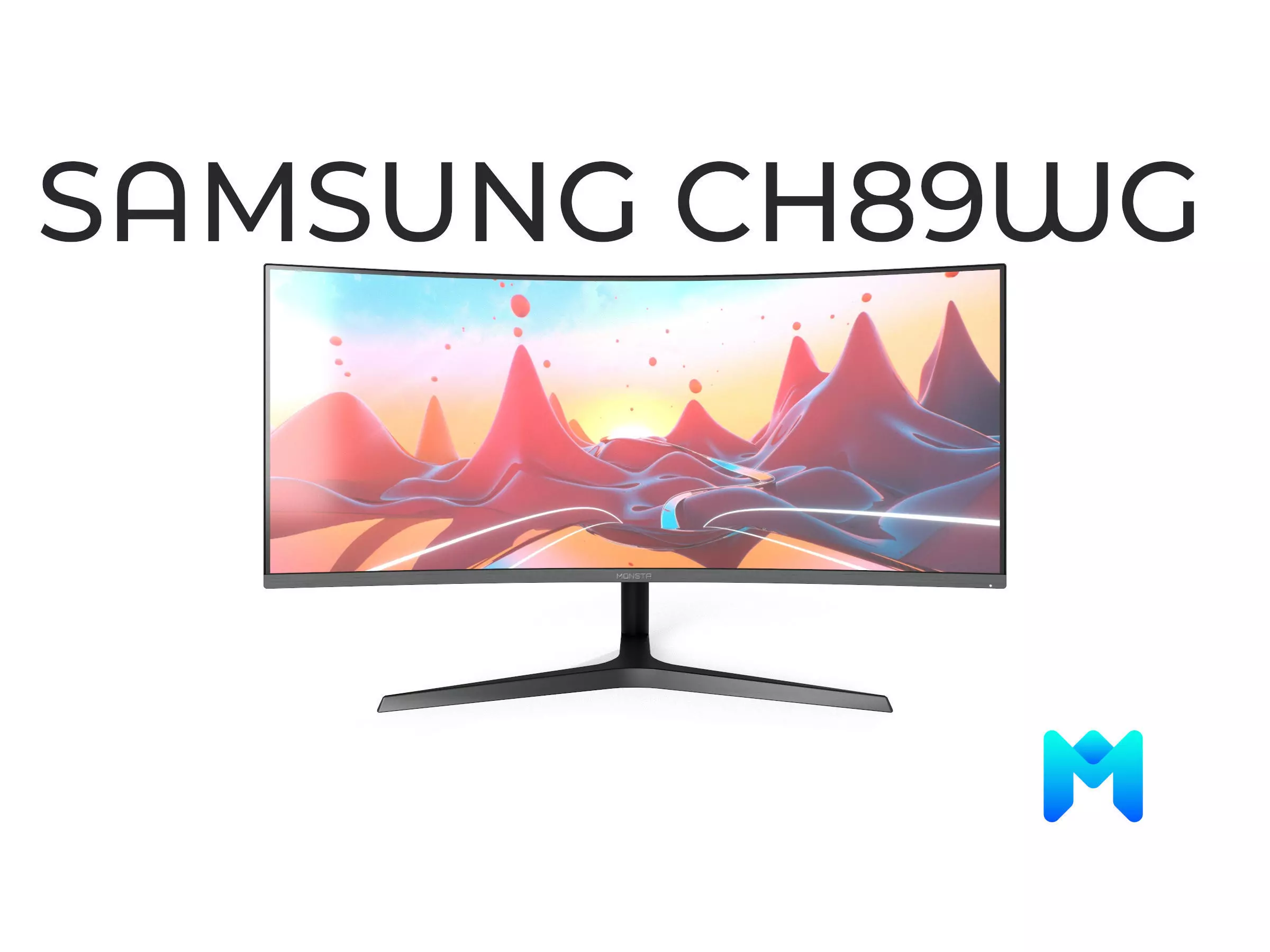 Samsung CH89WG Curved Monitor Game Asset Low-poly 3D model_0