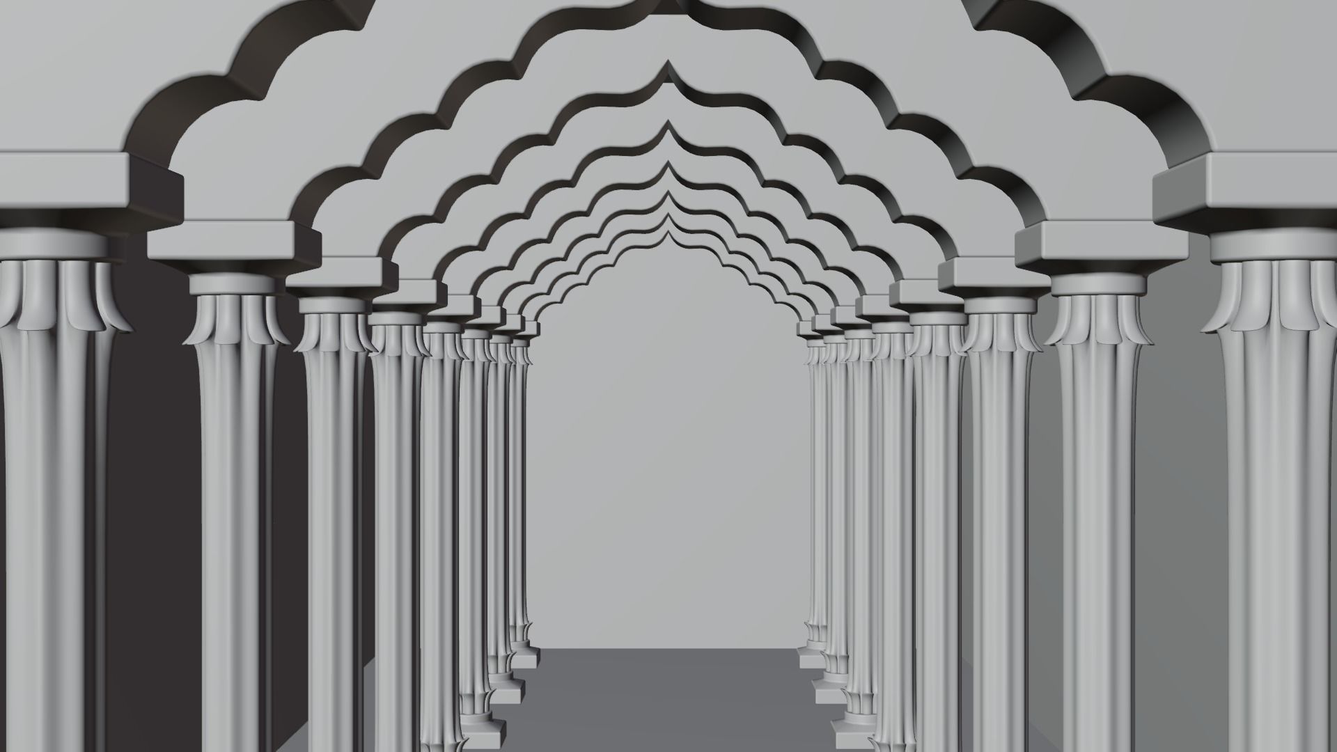 Pillar 3d model corridor in old building 3D model_2