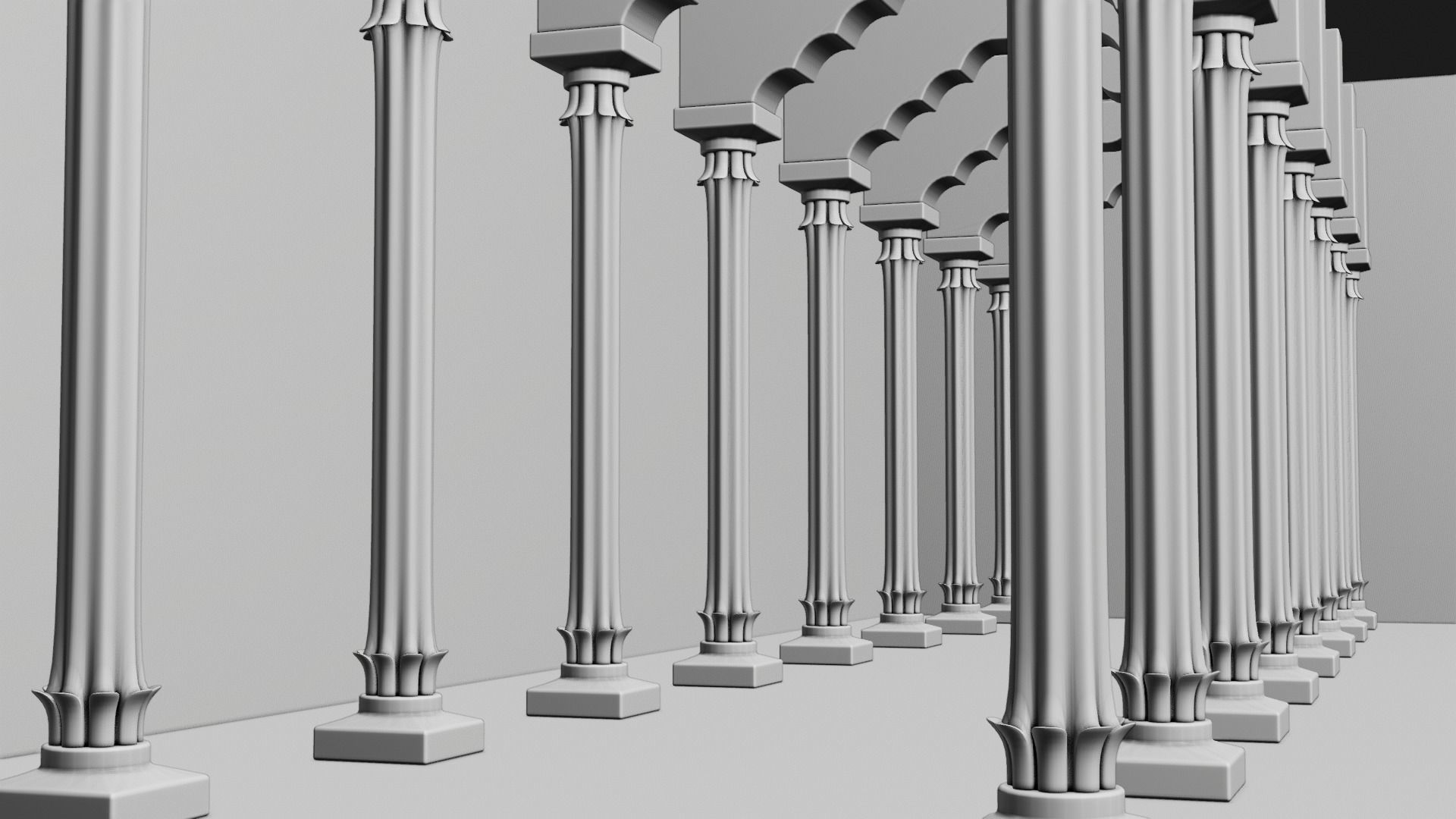Pillar 3d model corridor in old building 3D model_5