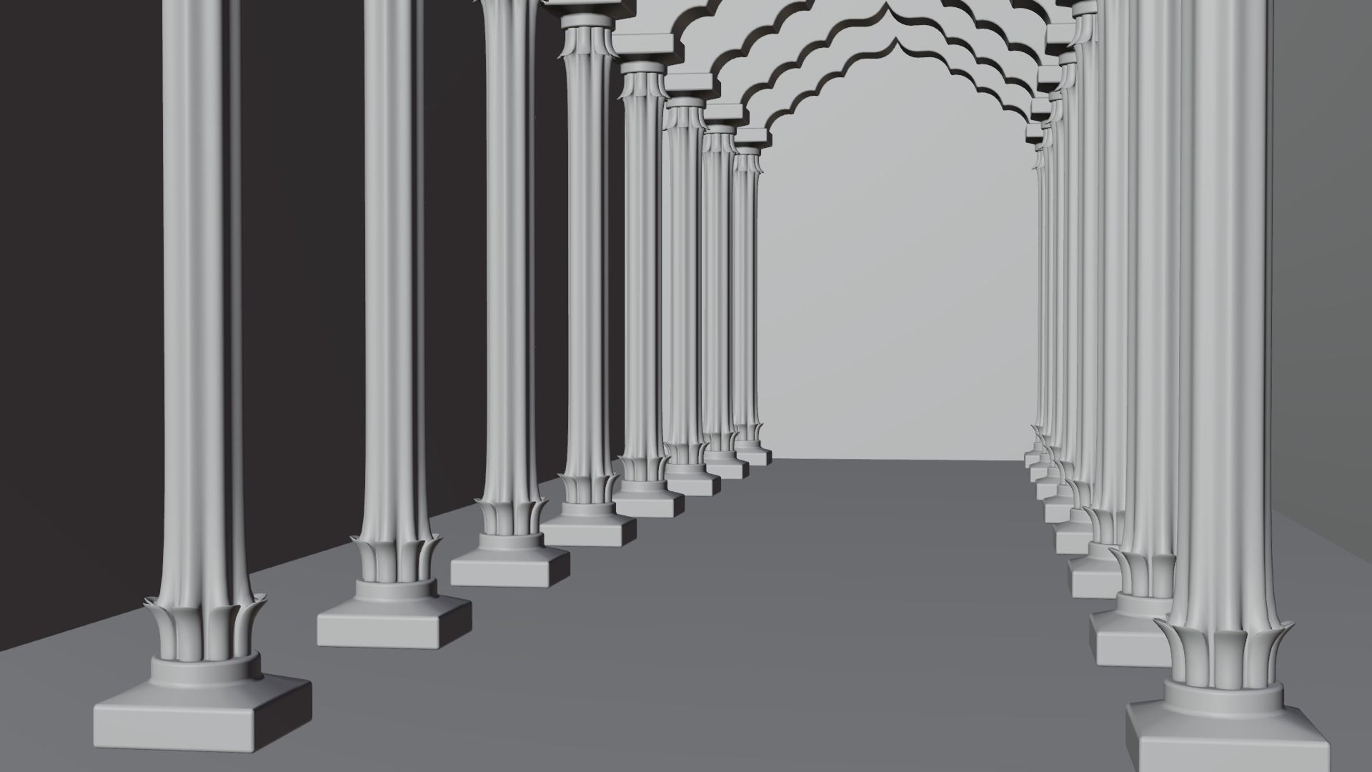Pillar 3d model corridor in old building 3D model_4