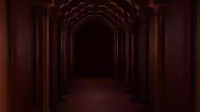 Pillar 3d model corridor in old building
