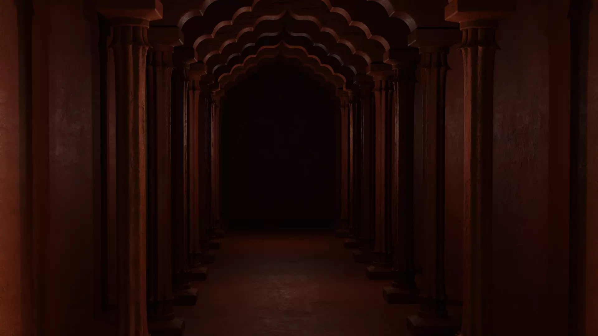 Pillar 3d model corridor in old building 3D model_0