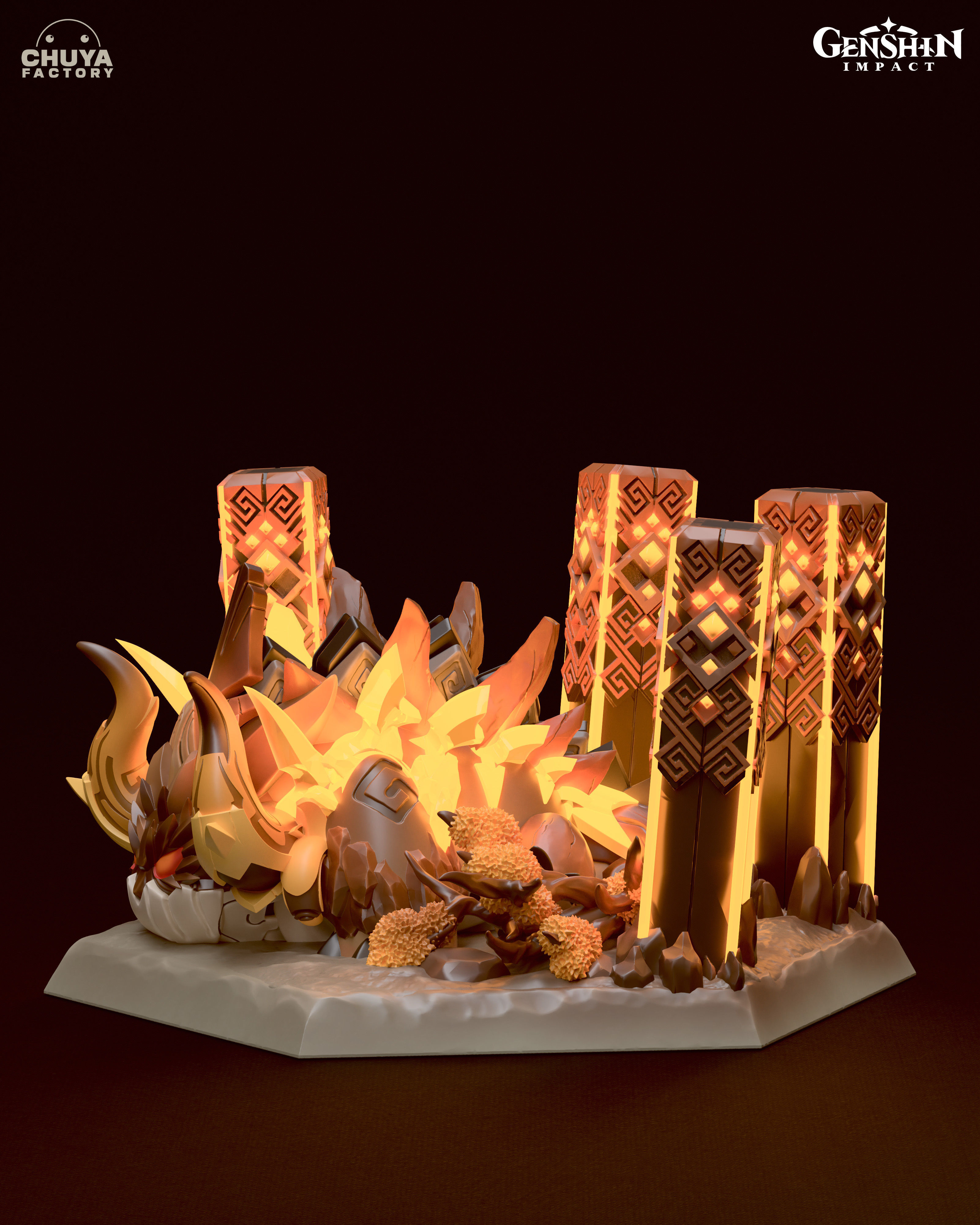 Azhdaha set of paper lanterns on table 3D print model_3