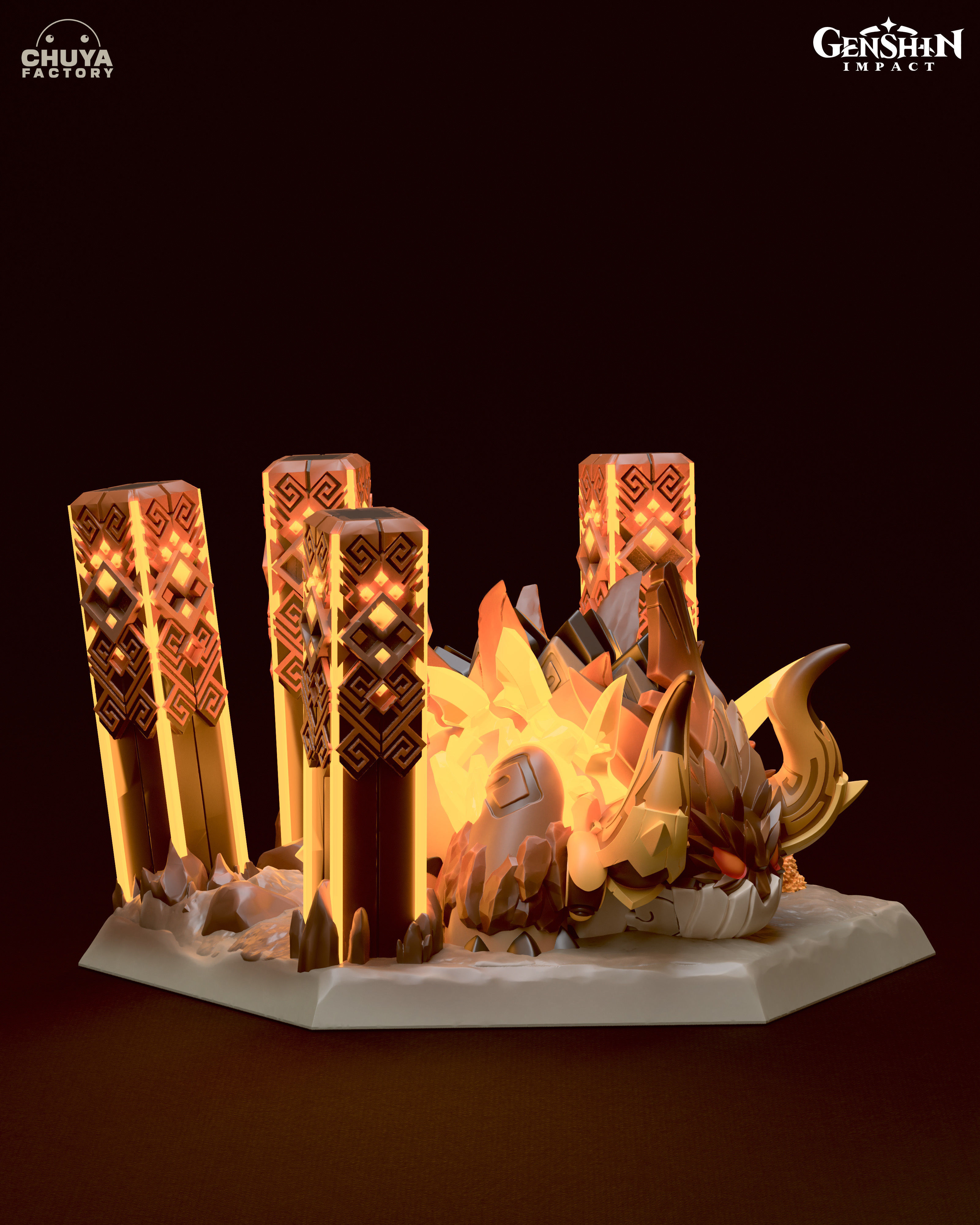 Azhdaha set of paper lanterns on table 3D print model_1