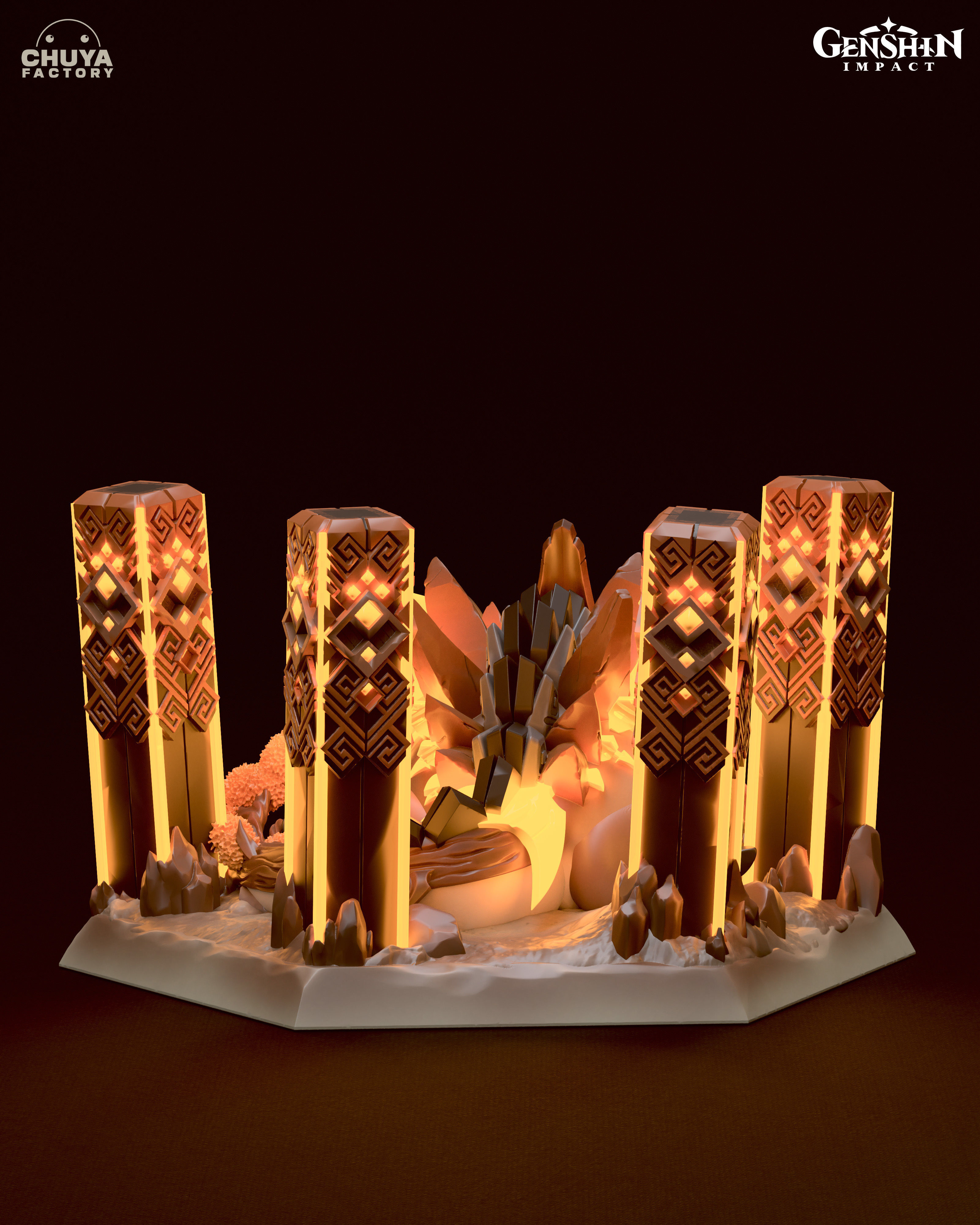 Azhdaha set of paper lanterns on table 3D print model_2