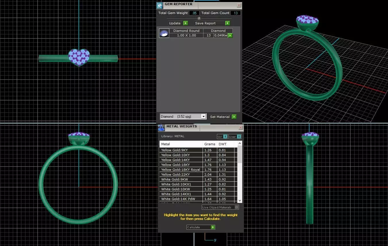 heart diamonds ring 3D print model_0