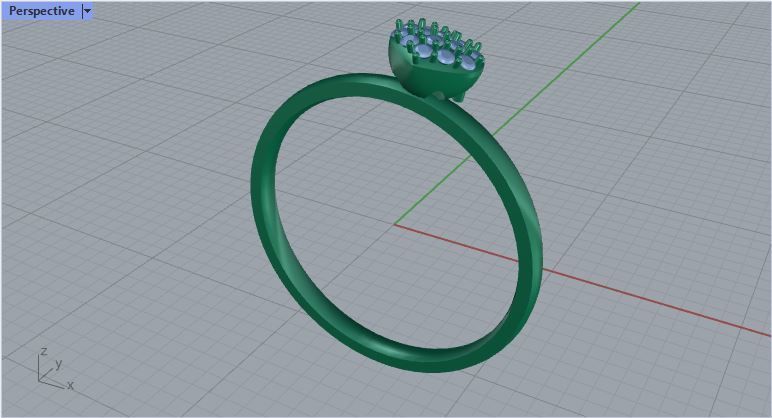 heart diamonds ring 3D print model_4