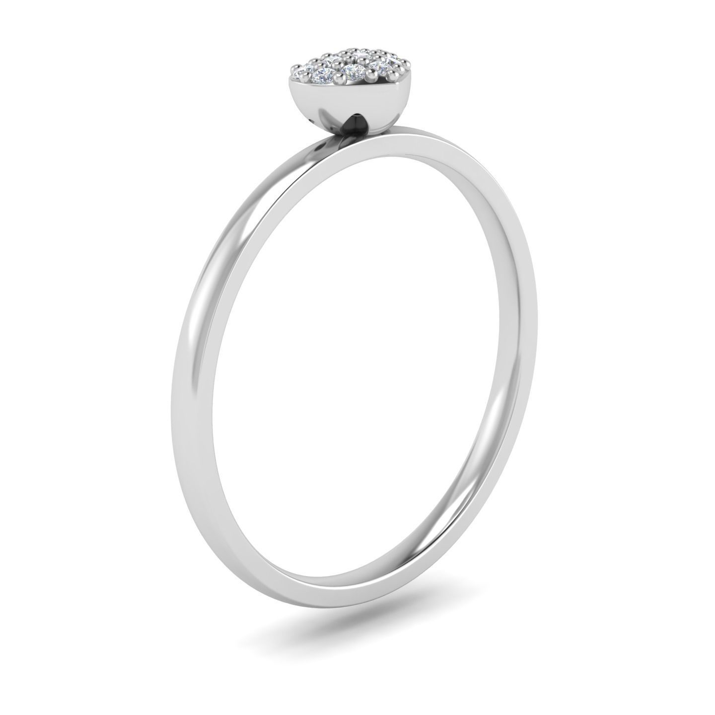 heart diamonds ring 3D print model_6