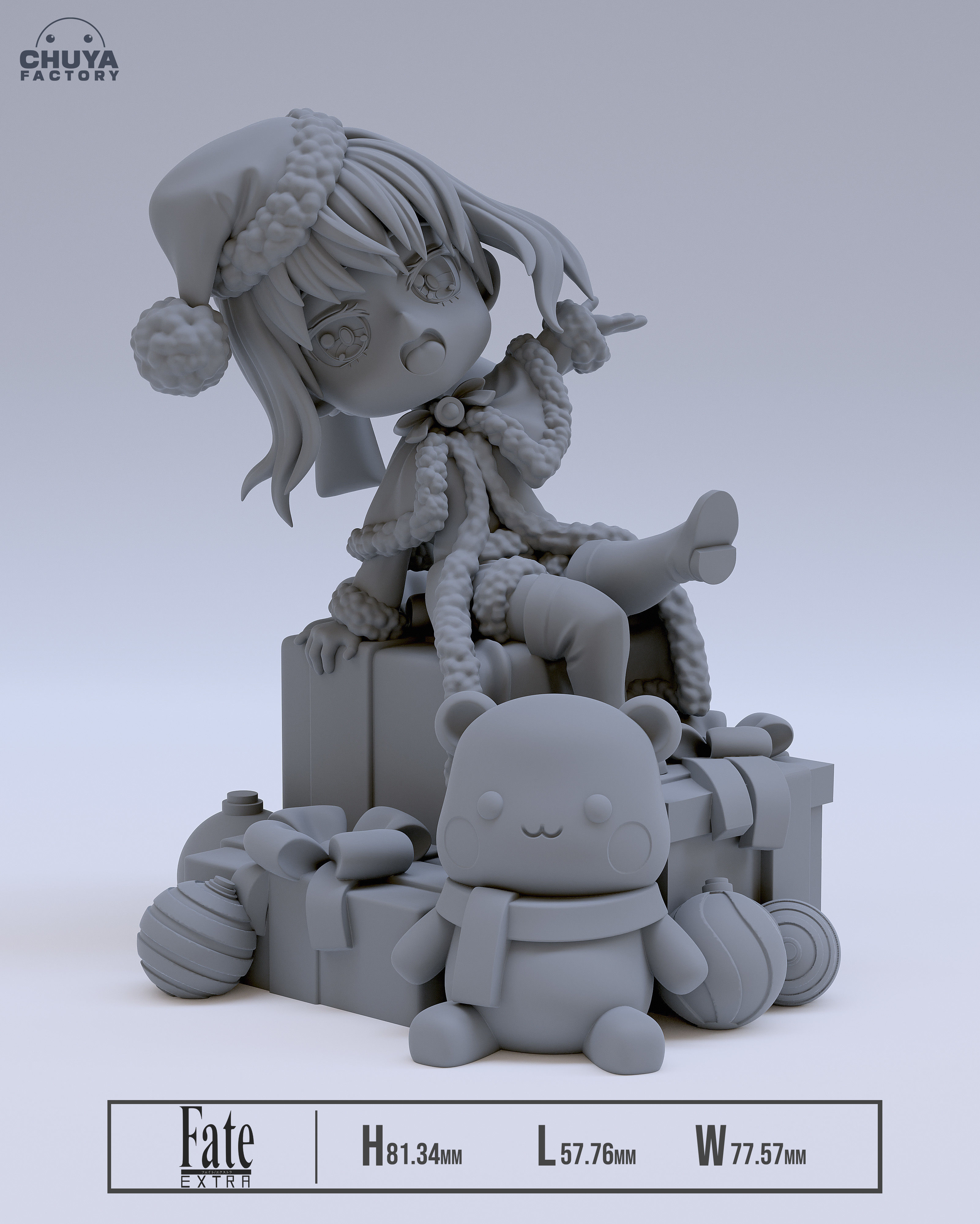 Padoru Padoru doll dressed as santa claus with teddy bear 3D print model_4