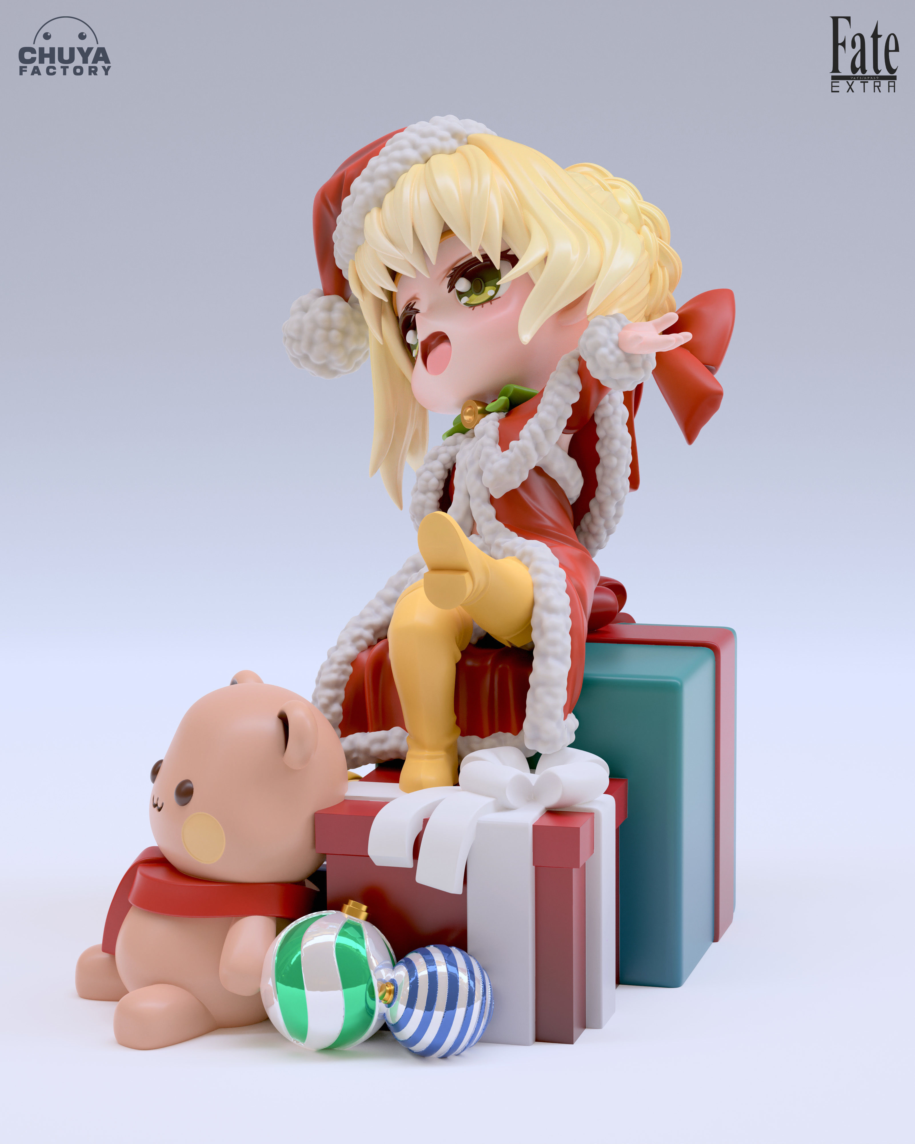 Padoru Padoru doll dressed as santa claus with teddy bear 3D print model_1