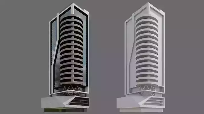 High-Rise building ID008 Free 3D model