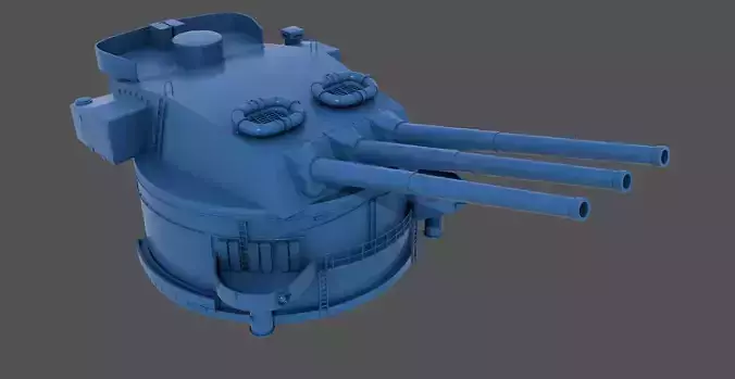 381mm WW2 Italian turret n2 - Personal license - 1-200 scale 3D print model