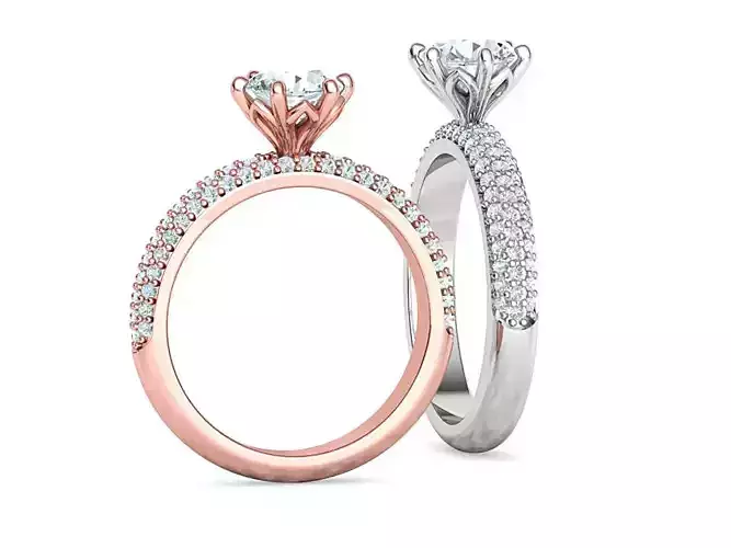 Gianna Engagement 3-Row Diamond Ring  1ct stone 3dprint model 3D print model
