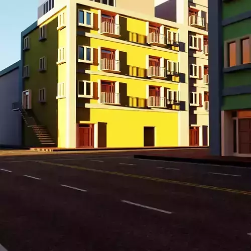 Realistic City apartment building on street