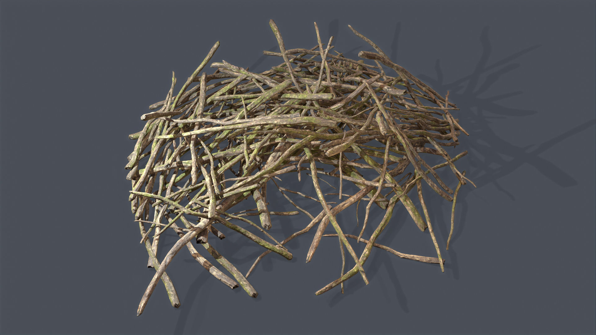 Pile of branches Low-poly 3D model_3