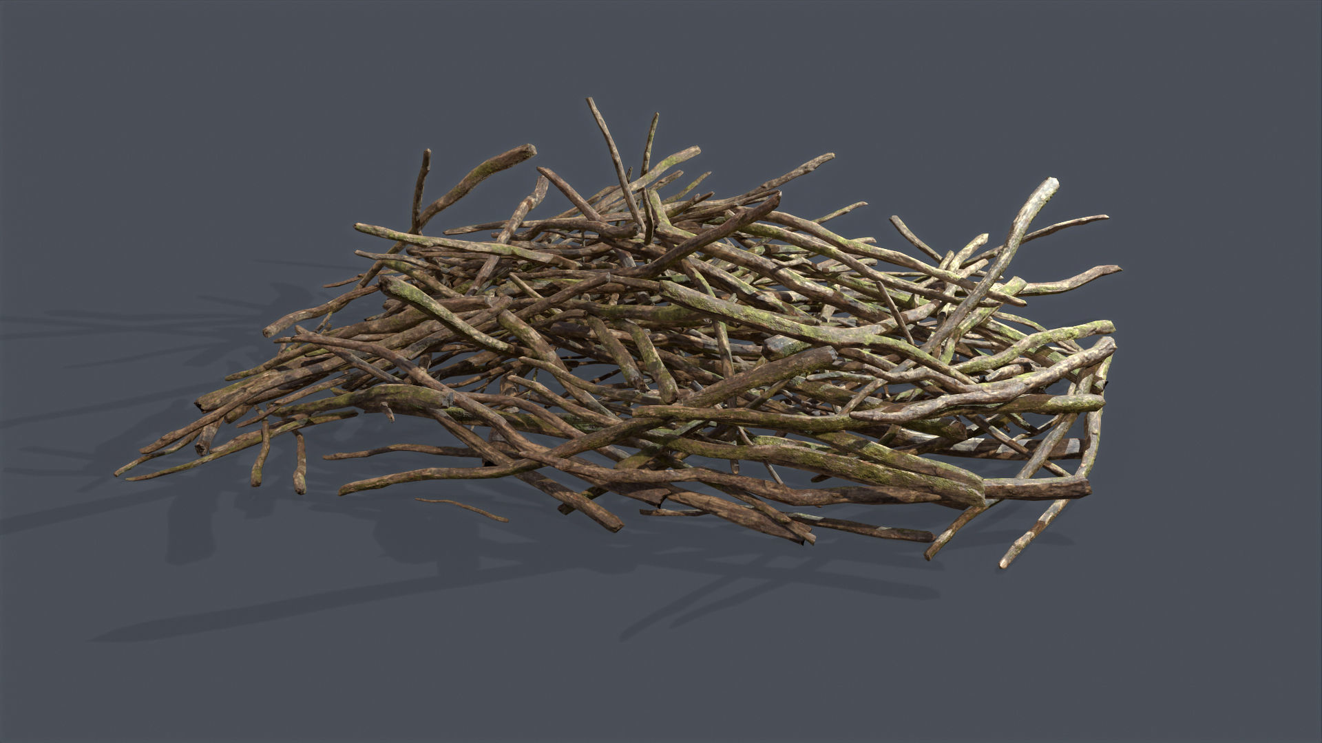 Pile of branches Low-poly 3D model_1