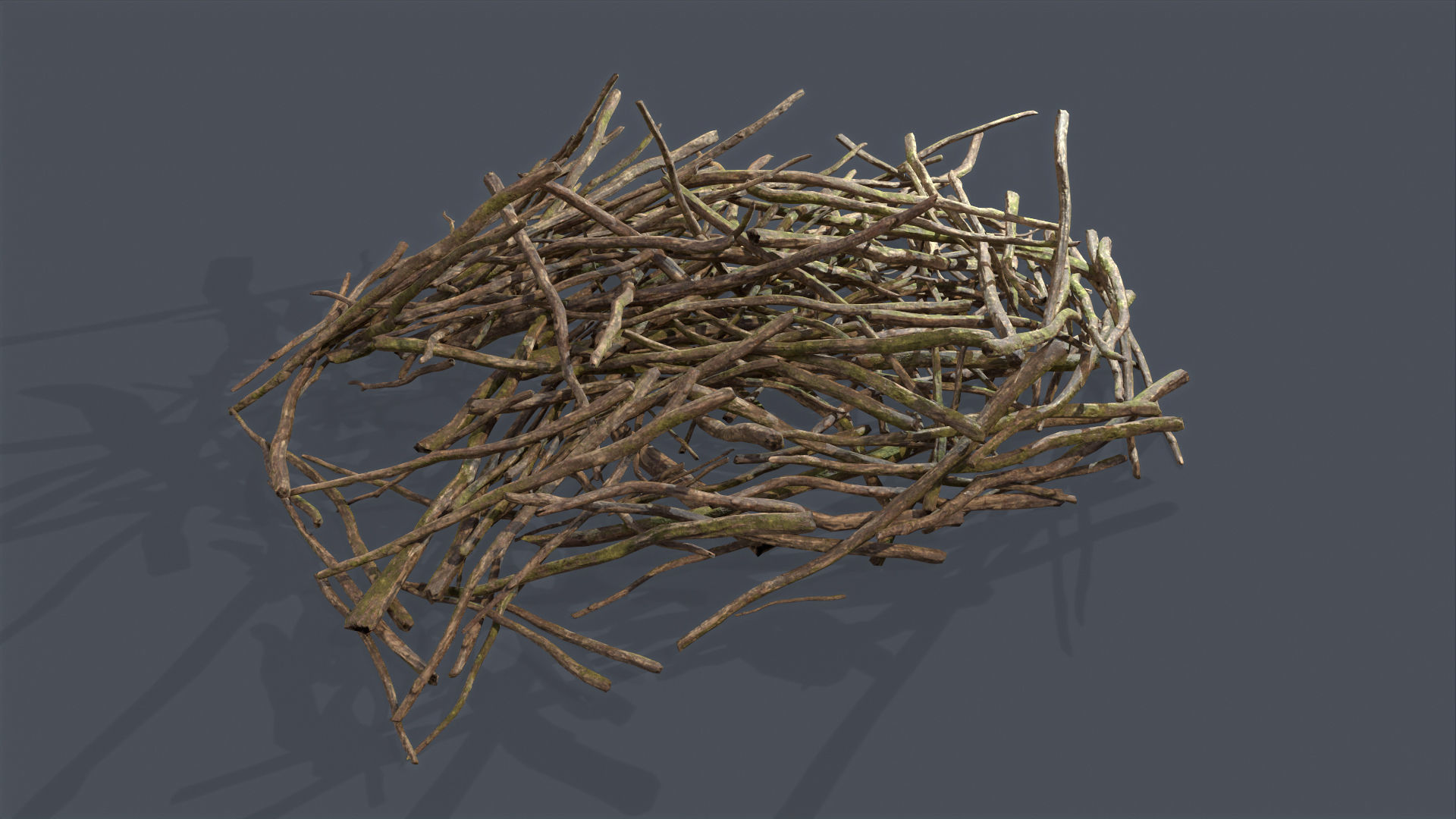 Pile of branches Low-poly 3D model_2