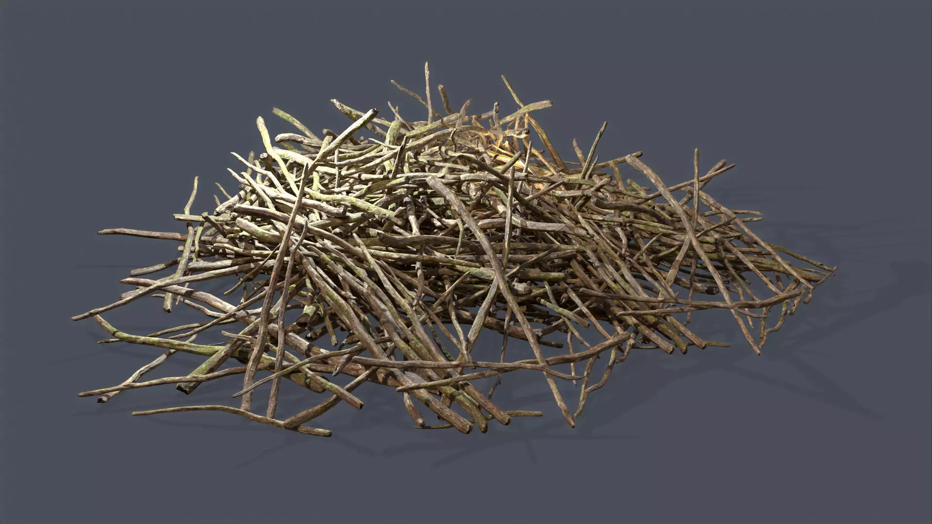 Pile of branches Low-poly 3D model_0