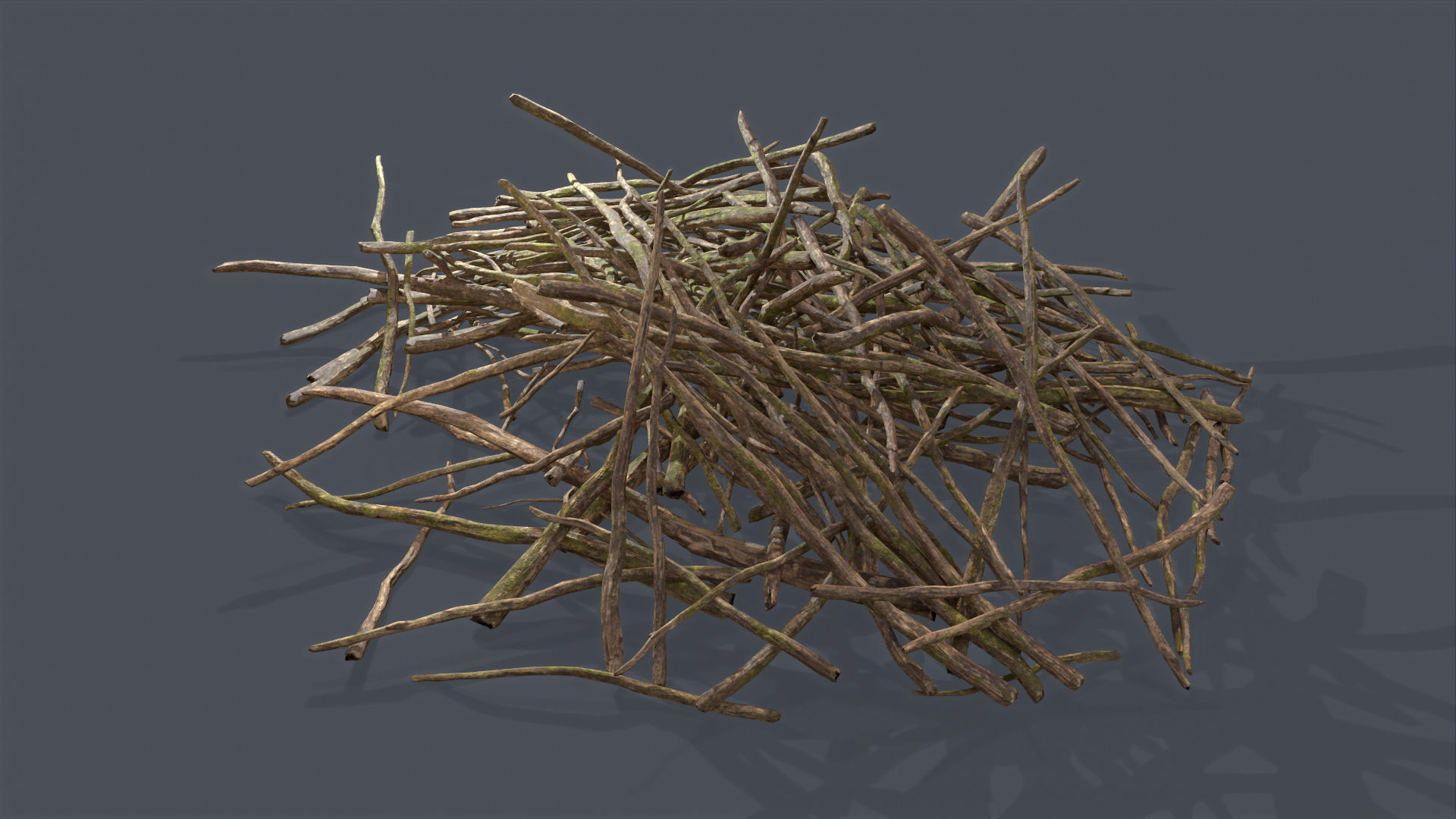 Pile of branches Low-poly 3D model_4