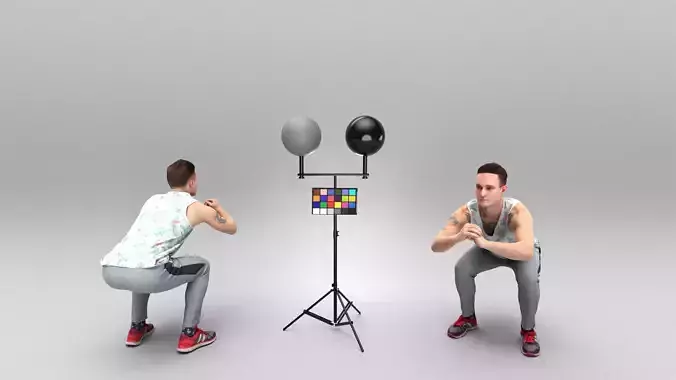 Young man doing squats 393 Low-poly 3D model