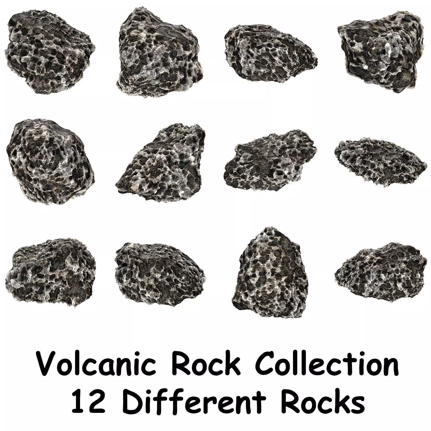Volcanic Rock Collection Low-poly 3D model_0