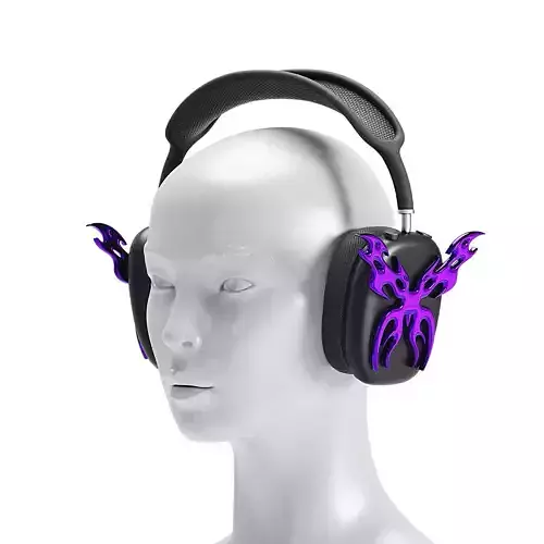 Headphone Chrome Purple Butterfly - Streetwear Low-poly 3D model