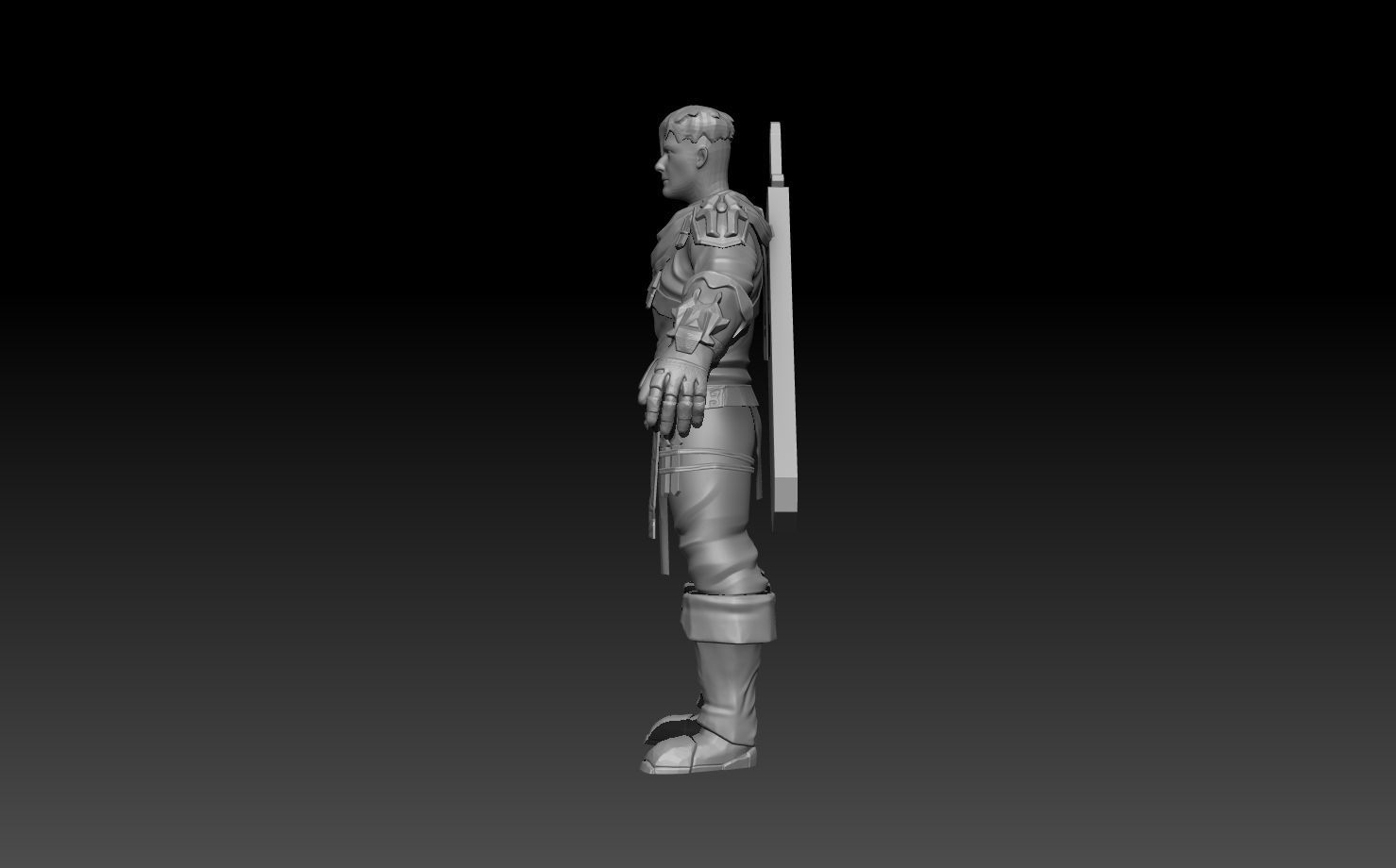 male character with game low model Low-poly 3D model_5