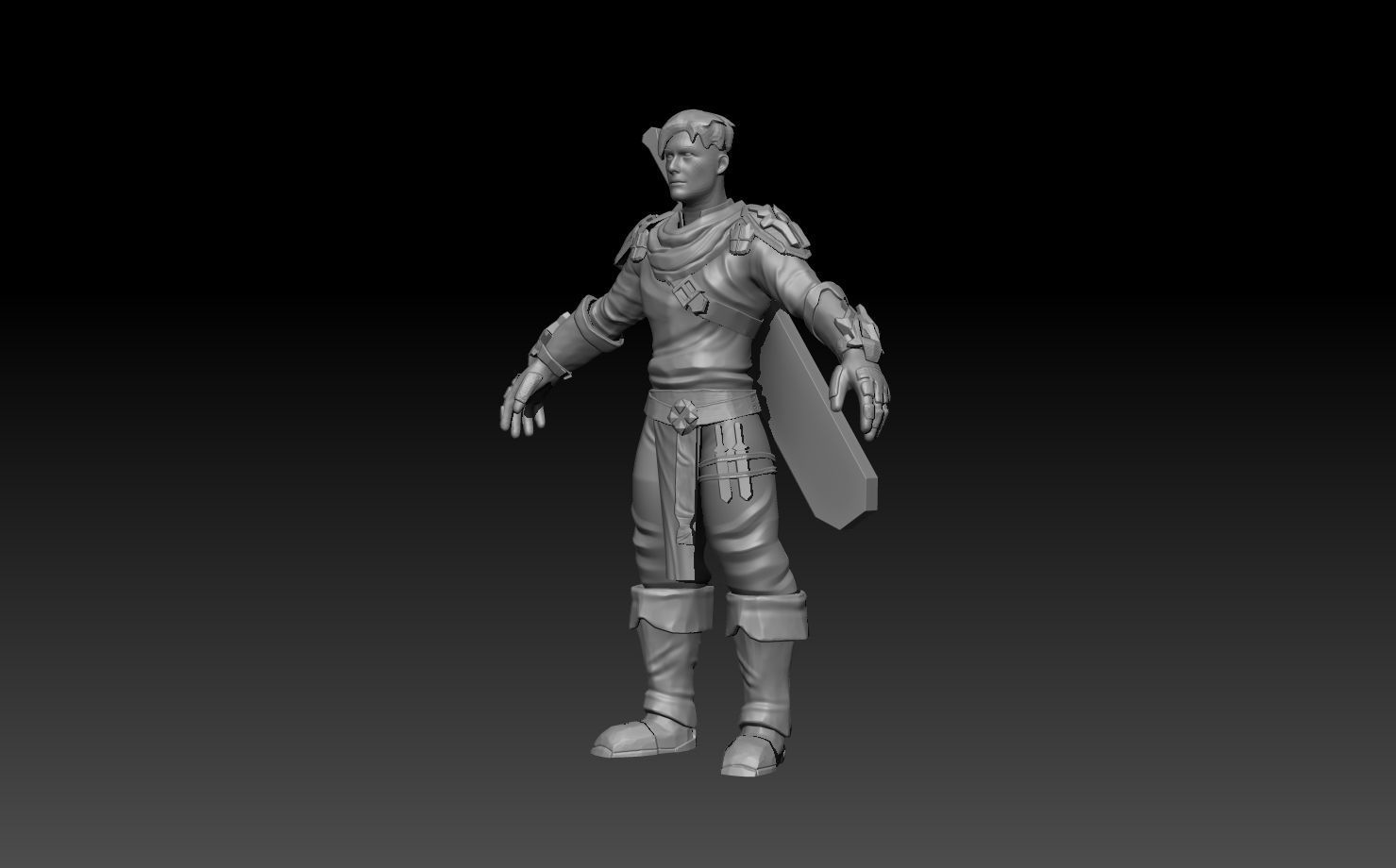male character with game low model Low-poly 3D model_4