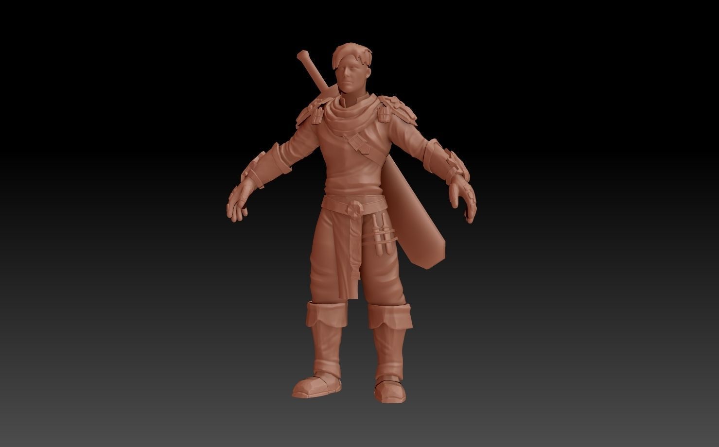 male character with game low model Low-poly 3D model_10