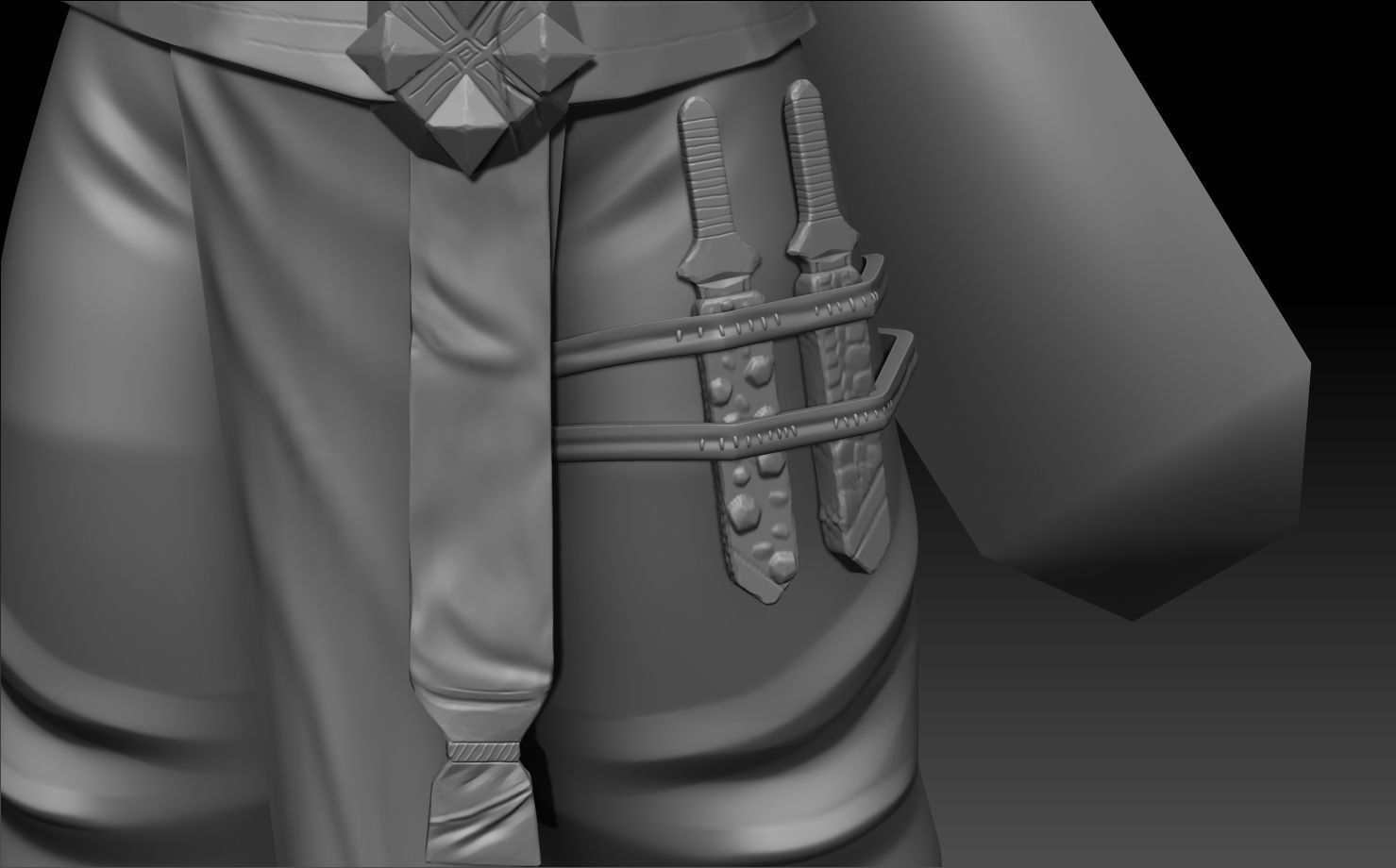 male character with game low model Low-poly 3D model_8