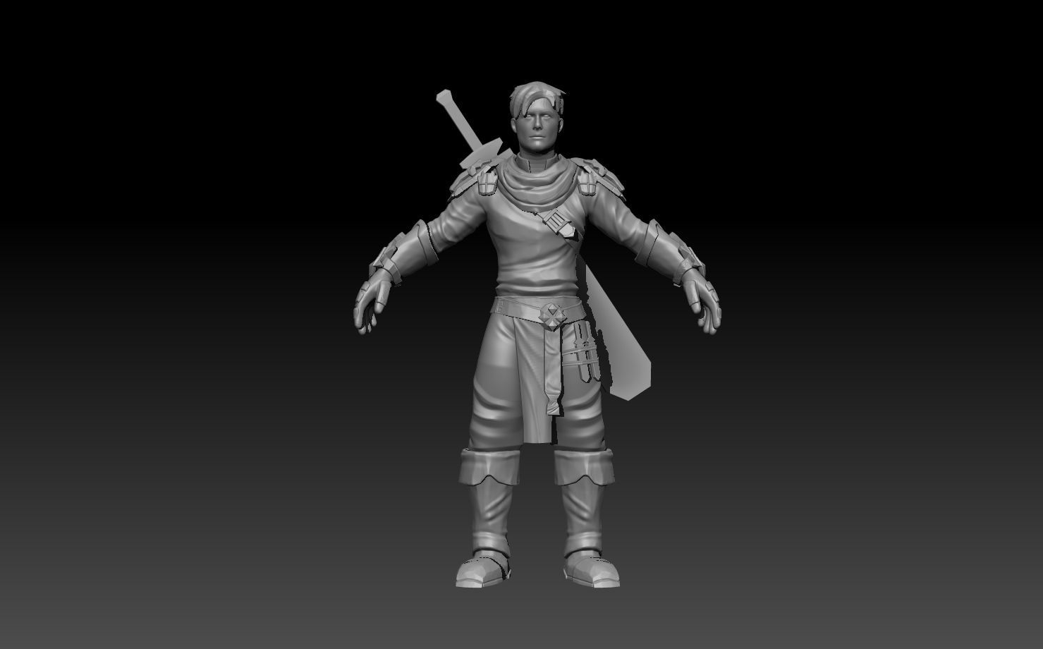 male character with game low model Low-poly 3D model_2