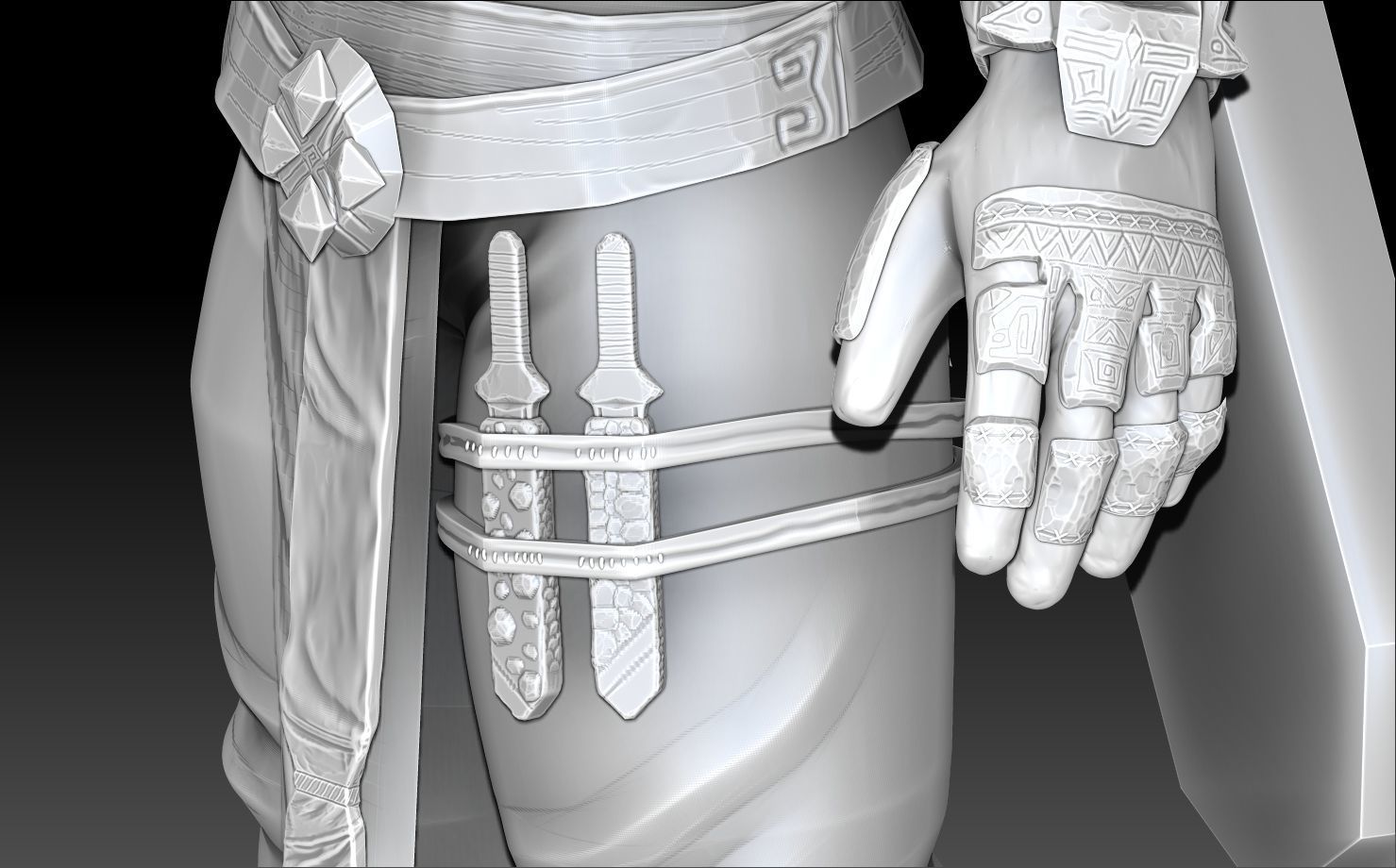 male character with game low model Low-poly 3D model_9