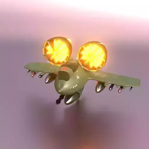 Modern-fighter fighter jet with two flames Low-poly 3D model