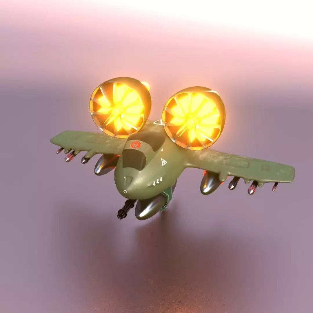 Modern-fighter fighter jet with two flames Low-poly 3D model_0
