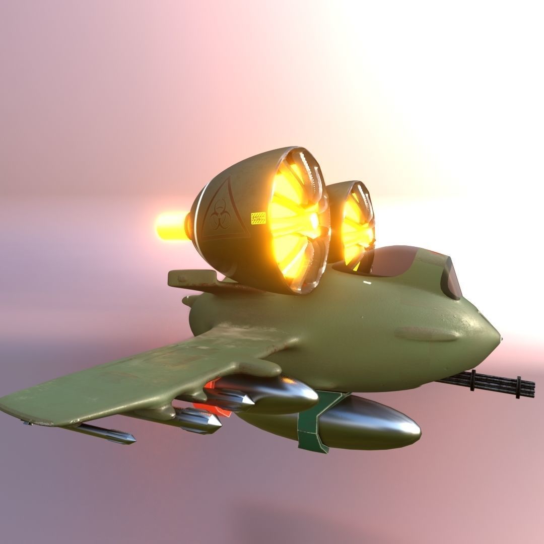 Modern-fighter fighter jet with two flames Low-poly 3D model_10
