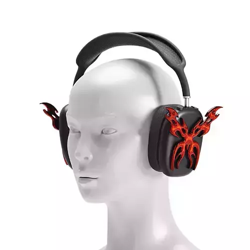 Headphone Chrome Red Butterfly - Streetwear Low-poly 3D model