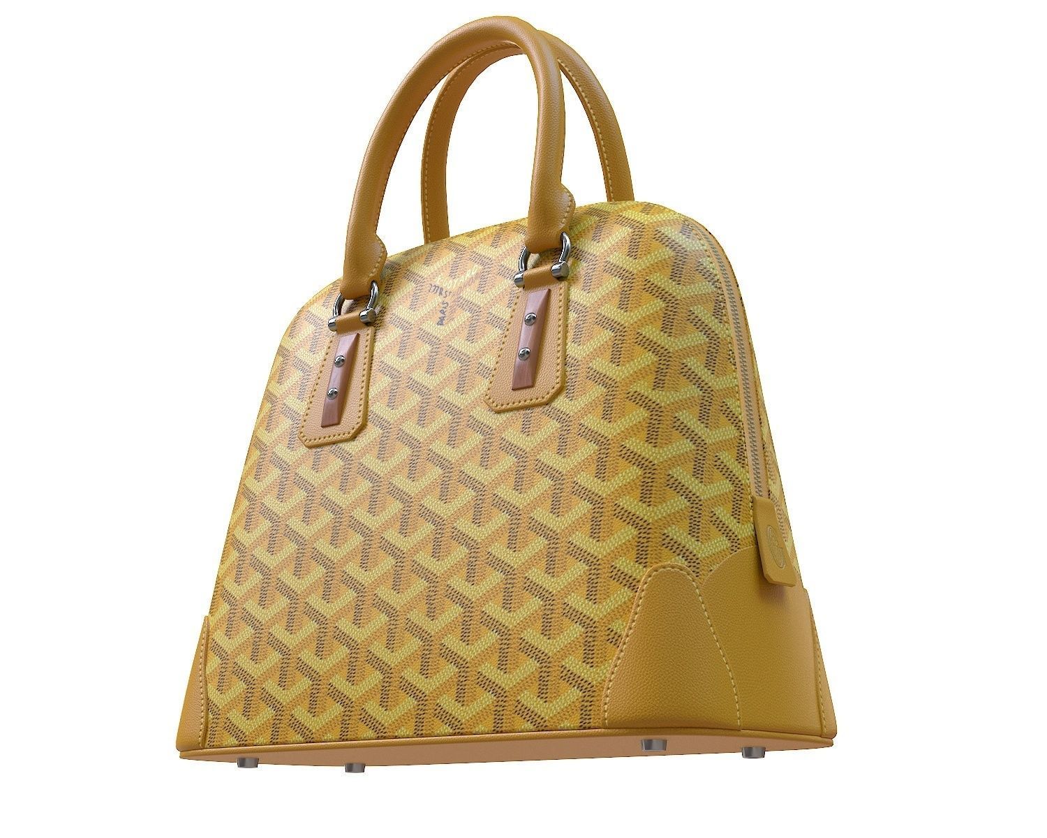 Goyard Vendome Bag Yellow Low-poly 3D model_4