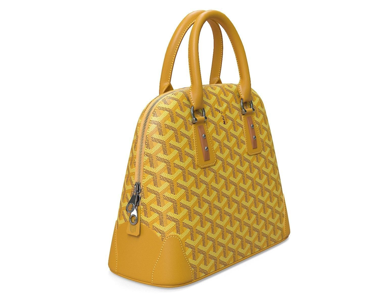 Goyard Vendome Bag Yellow Low-poly 3D model_2