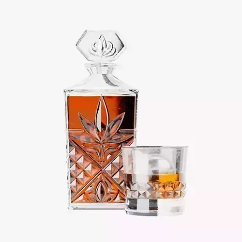 Whiskey Bottle with Whiskey glasses Low-poly 3D model