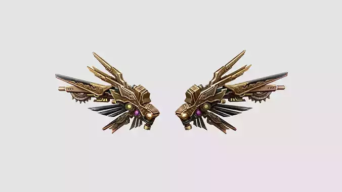 Scifi Metal Wing Low-poly 3D model