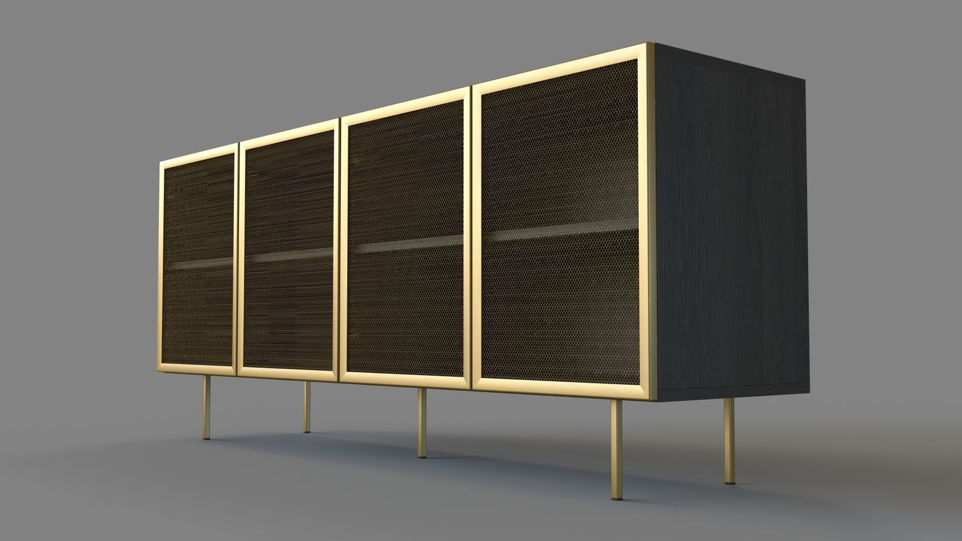 Trace Wire Mesh Cabinet Credenza 3D model_4