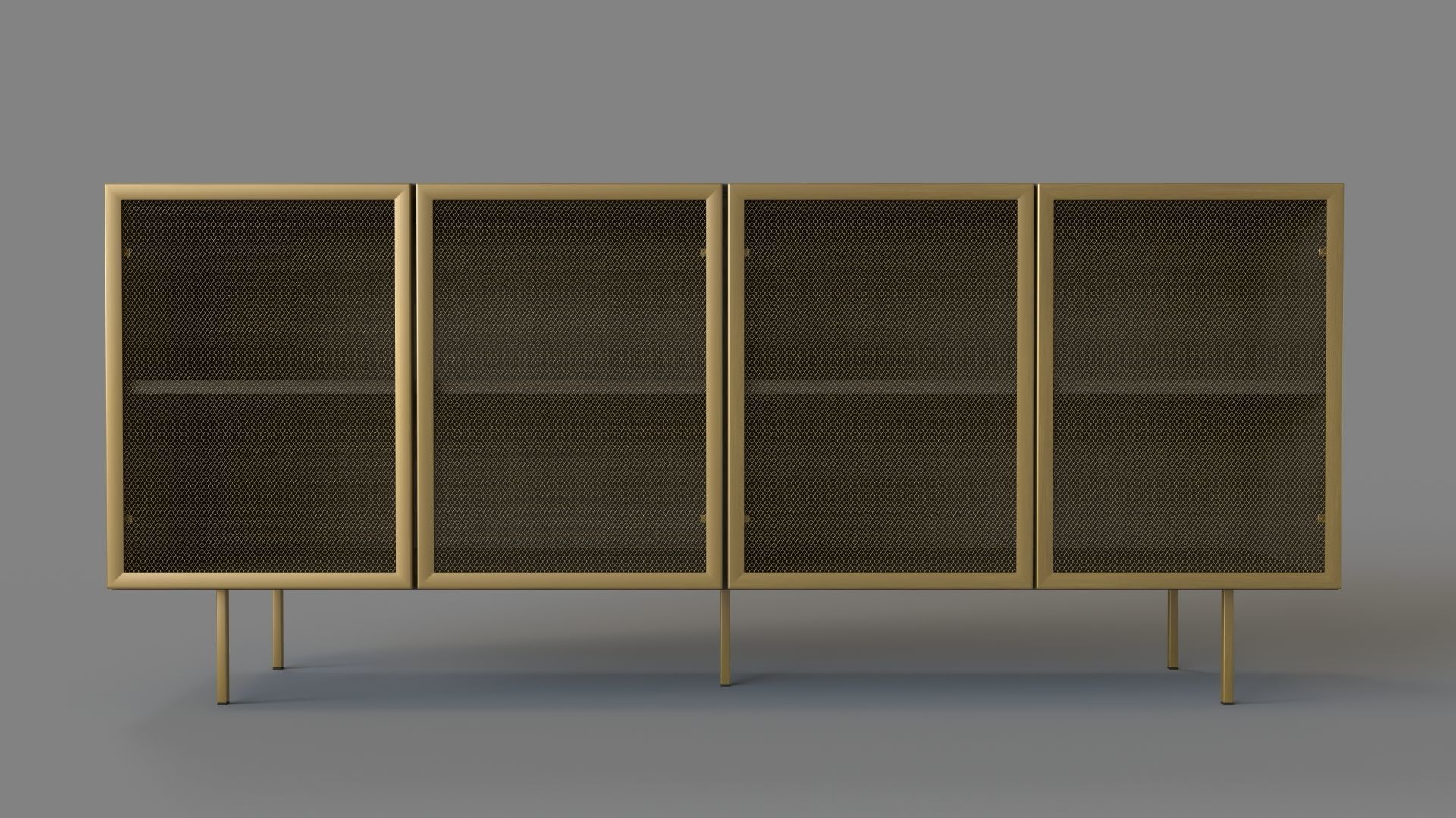 Trace Wire Mesh Cabinet Credenza 3D model_1