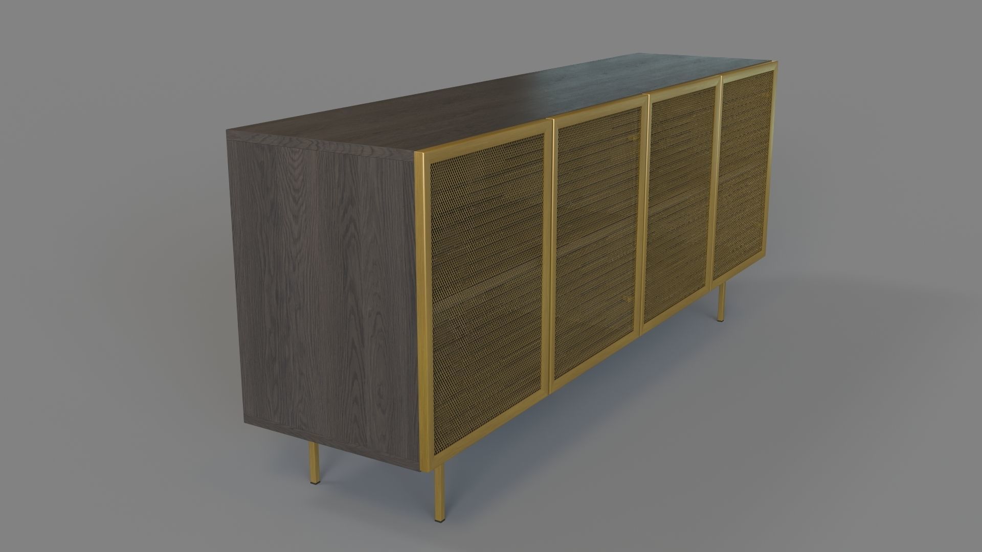 Trace Wire Mesh Cabinet Credenza 3D model_2