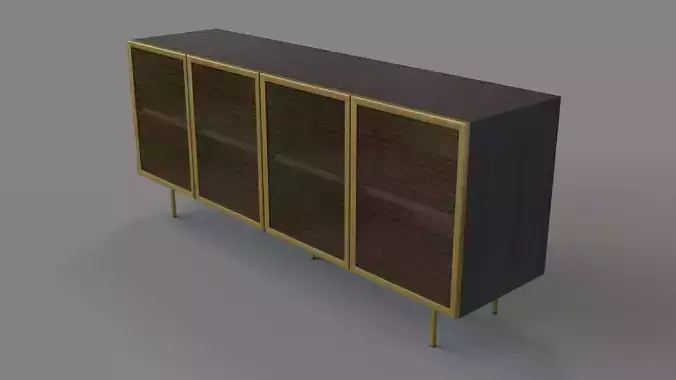 Trace Wire Mesh Cabinet Credenza