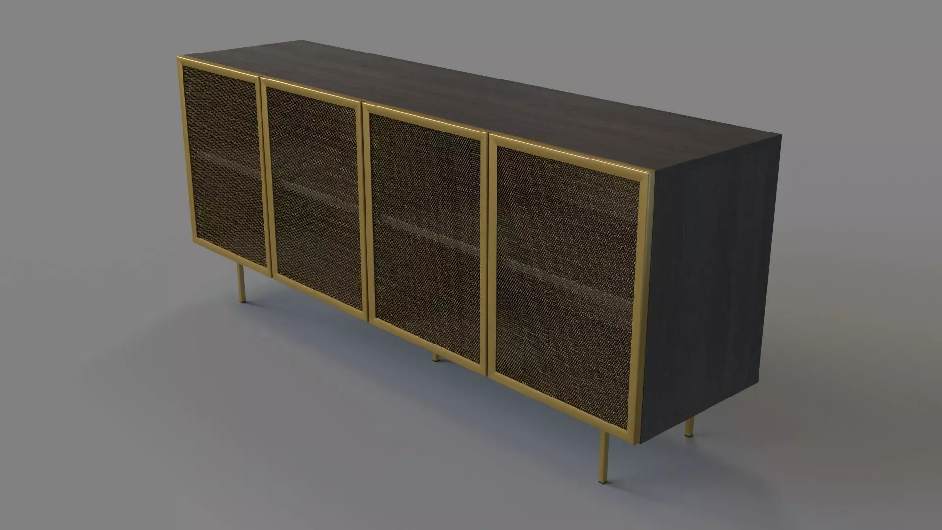 Trace Wire Mesh Cabinet Credenza 3D model_0