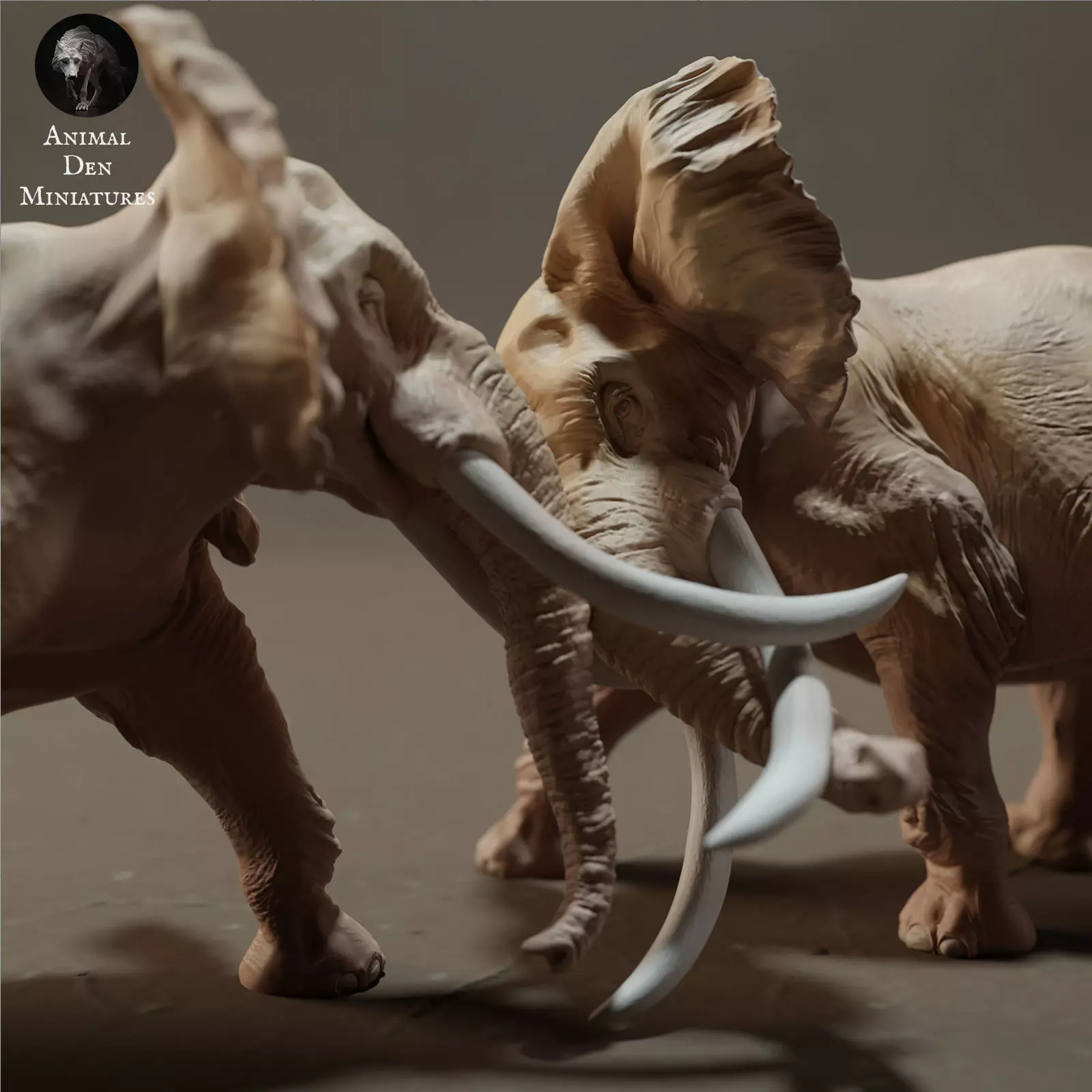 Elephant Bulls Fight 3D print model_0