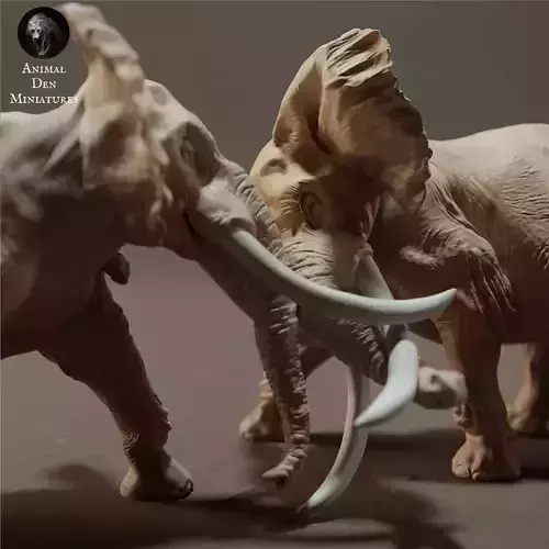 Elephant Bulls Fight 3D print model