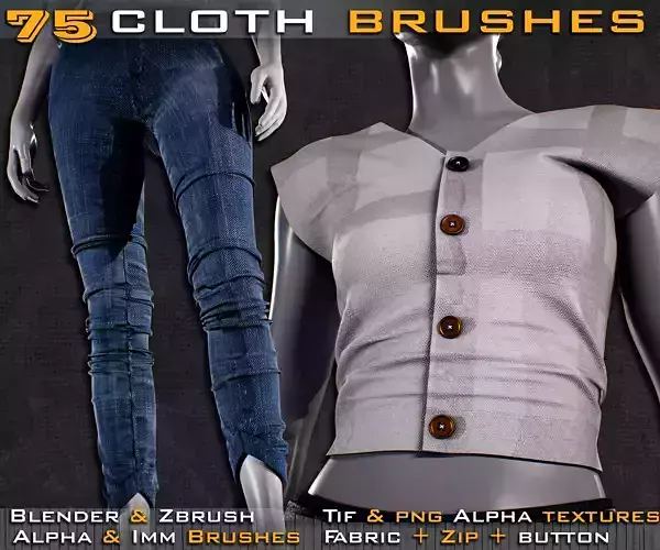 75 Cloth Brushes for Blender And ZBrush 