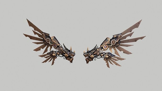 Futuristic Metal Wing Low-poly 3D model