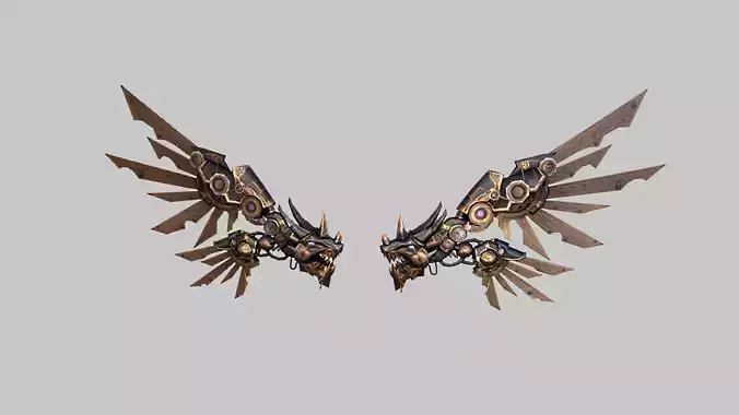 Futuristic Metal Wing Low-poly 3D model